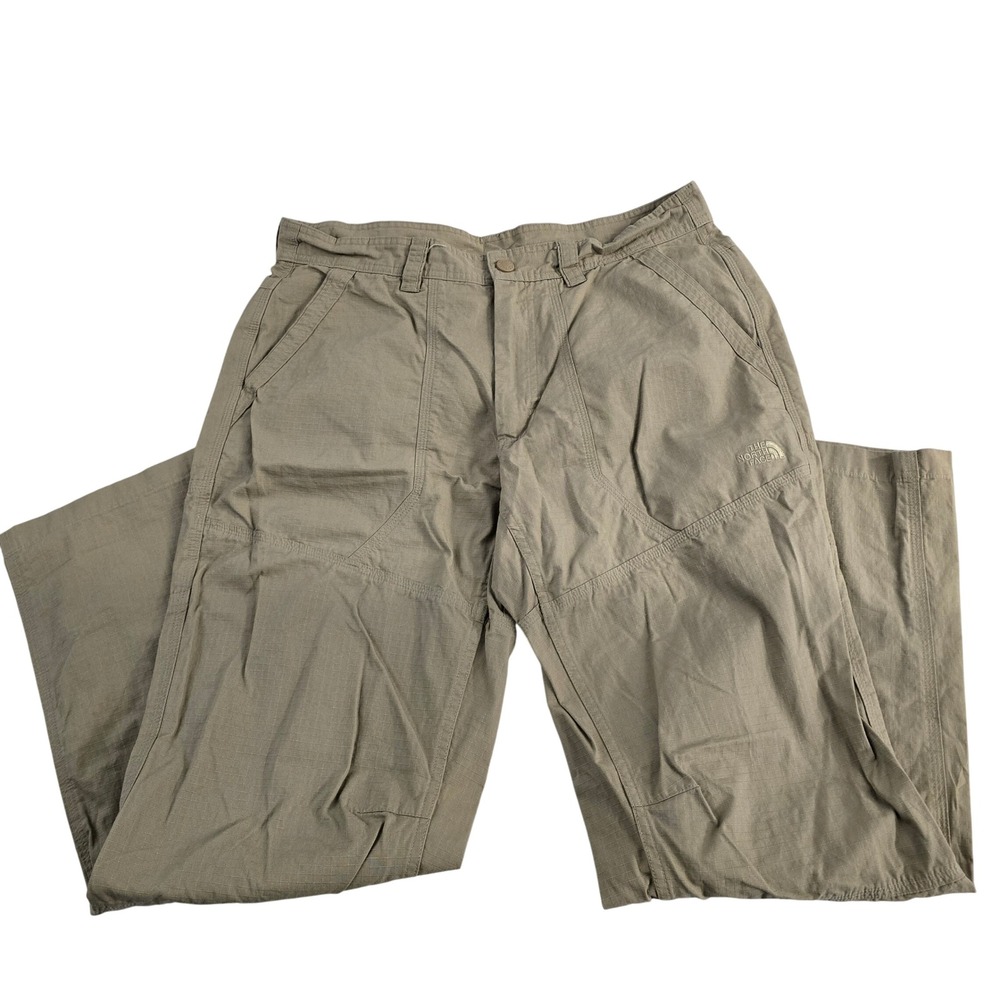 The North Face Mens Khaki Cargo Pants Zip Fly Button Closure Outdoor Size 36